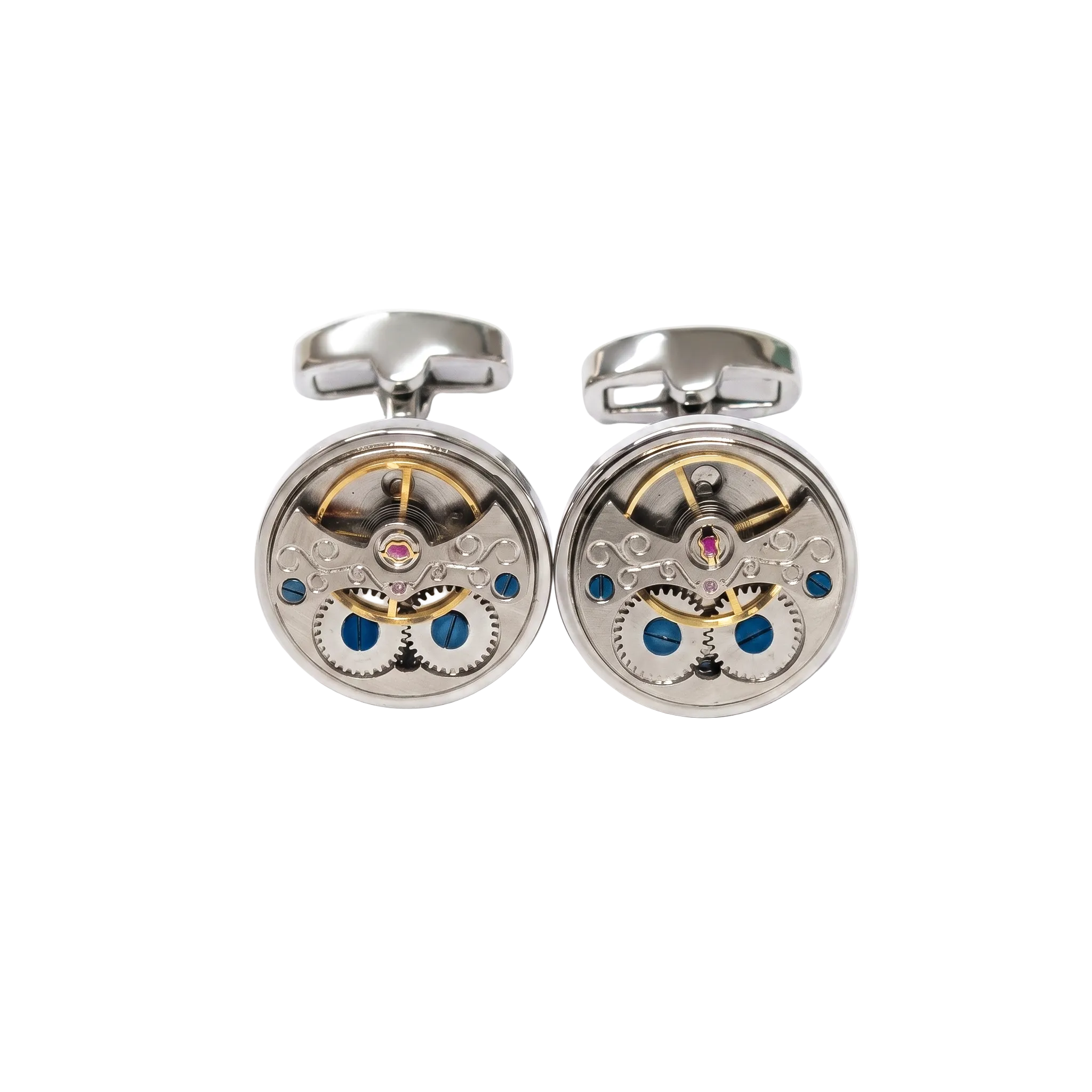 DÉCLIC Geared Round Cufflinks - Silver