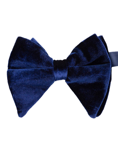 DÉCLIC Oversized Velvet Bow Tie - Blue