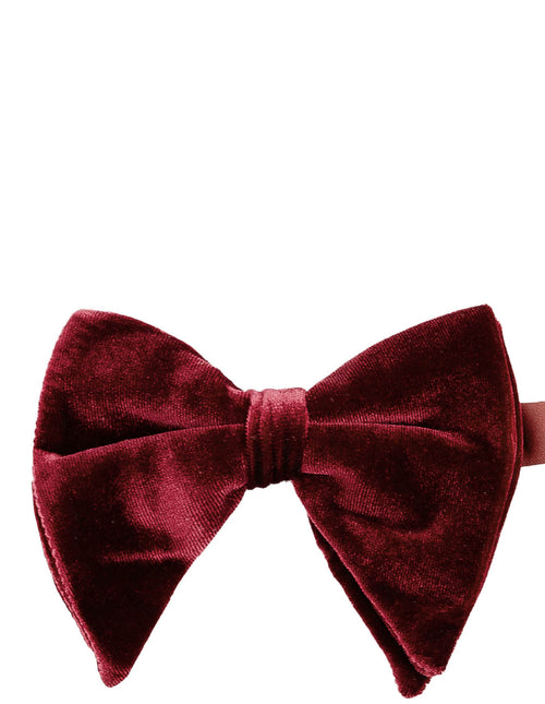 DÉCLIC Oversized Velvet Bow Tie - Burgundy
