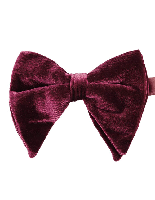 DÉCLIC Oversized Velvet Bow Tie - Burgundy