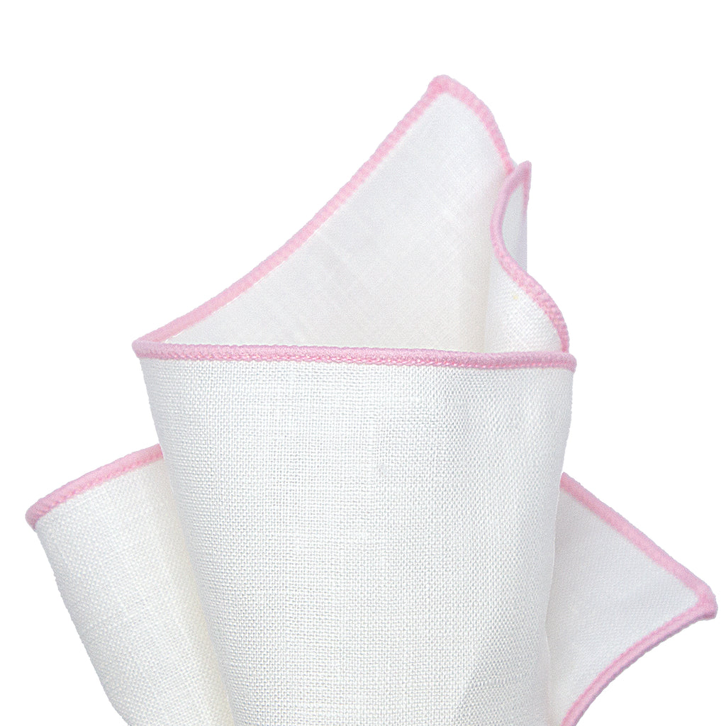 JA Linen Edged Pocket Square - Pink
