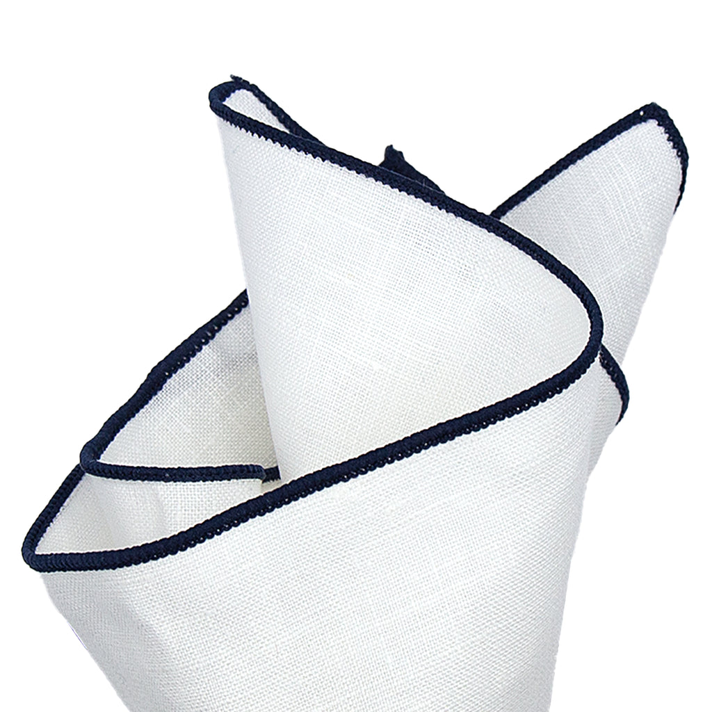 JA Linen Edged Pocket Square - Navy