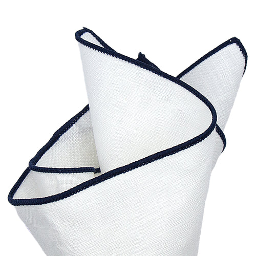 JA Linen Edged Pocket Square - Navy