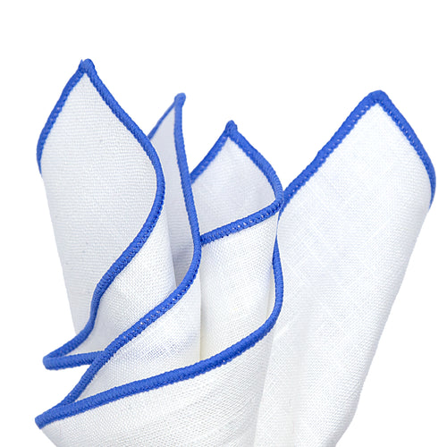 JA Linen Edged Pocket Square - Blue