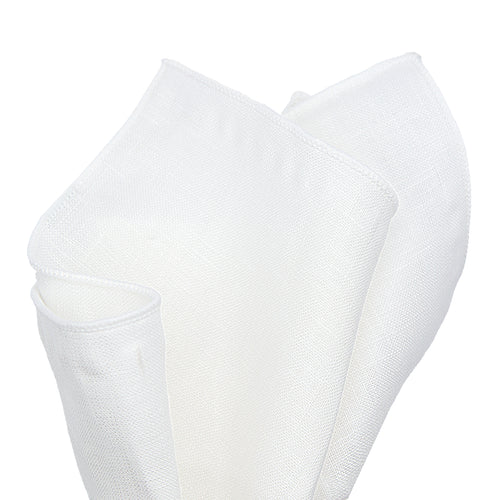 JA Linen Edged Pocket Square - White