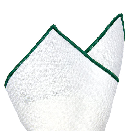 JA Linen Edged Pocket Square - Green