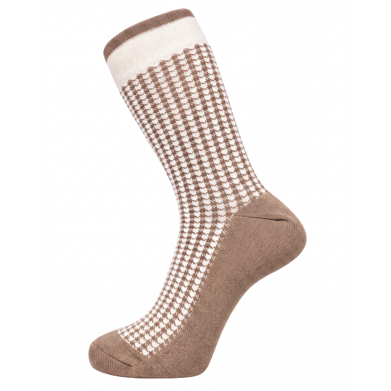 DÉCLIC Houndstooth Socks- Havane Brown