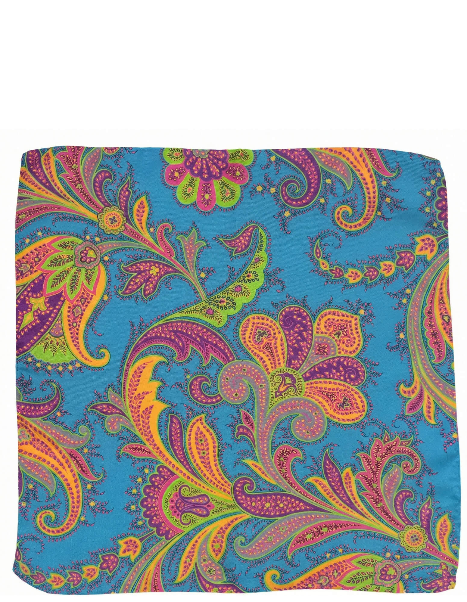 CANTINI Avola Paisley Pocket Square - Aqua