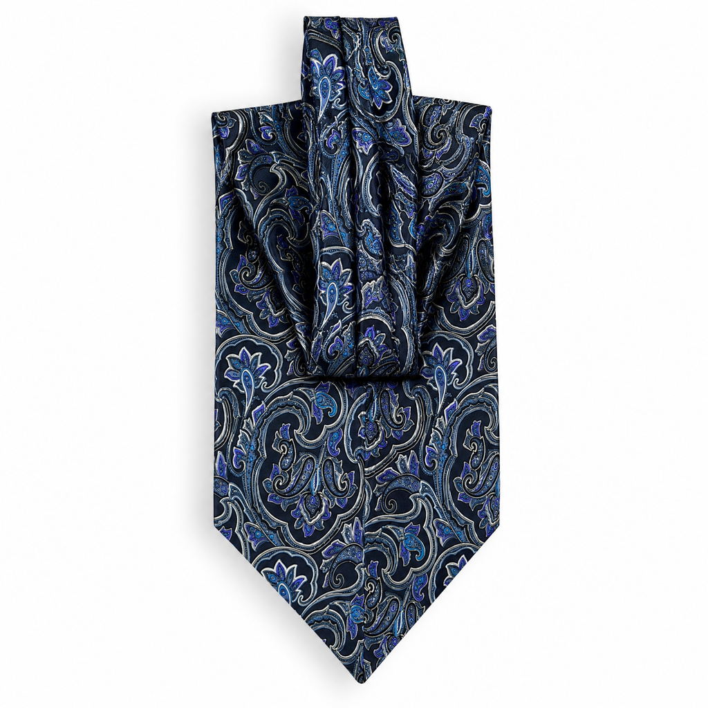 DÉCLIC Bellagio Silk Cravat – Midnight Blue
