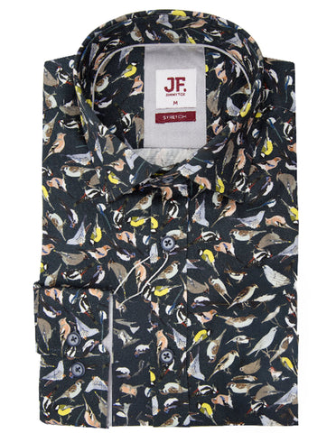 DÉCLIC Linx Pattern Print Short Sleeve Shirt - Navy