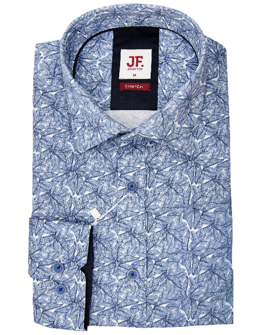 JF 'Blue Leaves' Print Shirt - Blue