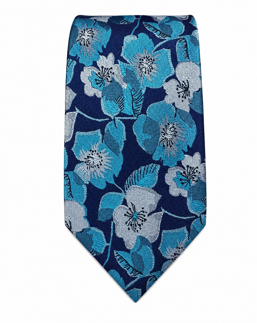 DÉCLIC Blue Lagoon Silk Floral Tie - Blue