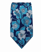 DÉCLIC Blue Lagoon Silk Floral Tie - Blue