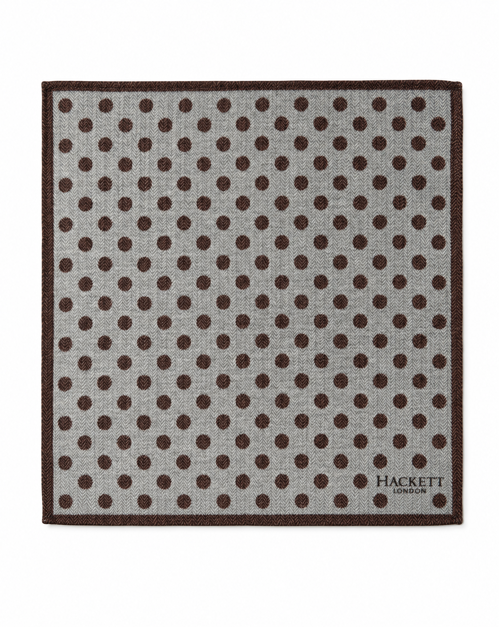 DÉCLIC Hackett London Wool Blend Polka Dot Pocket Square - Brown/Grey