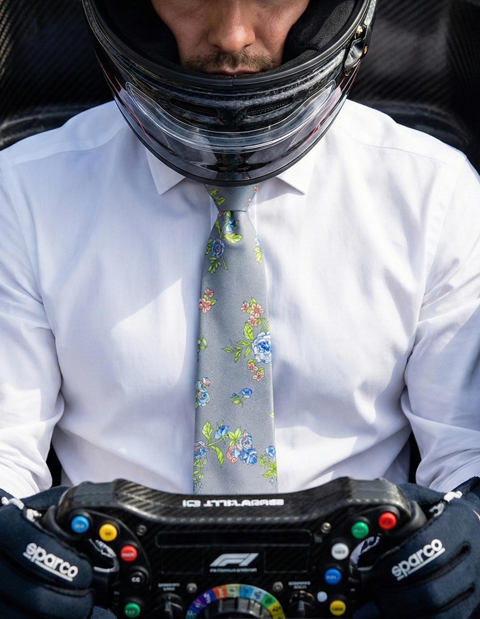 CANTINI Carina Floral Tie - Grey