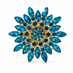 DÉCLIC Large Gilded Flower Pin– Turquoise/Gold