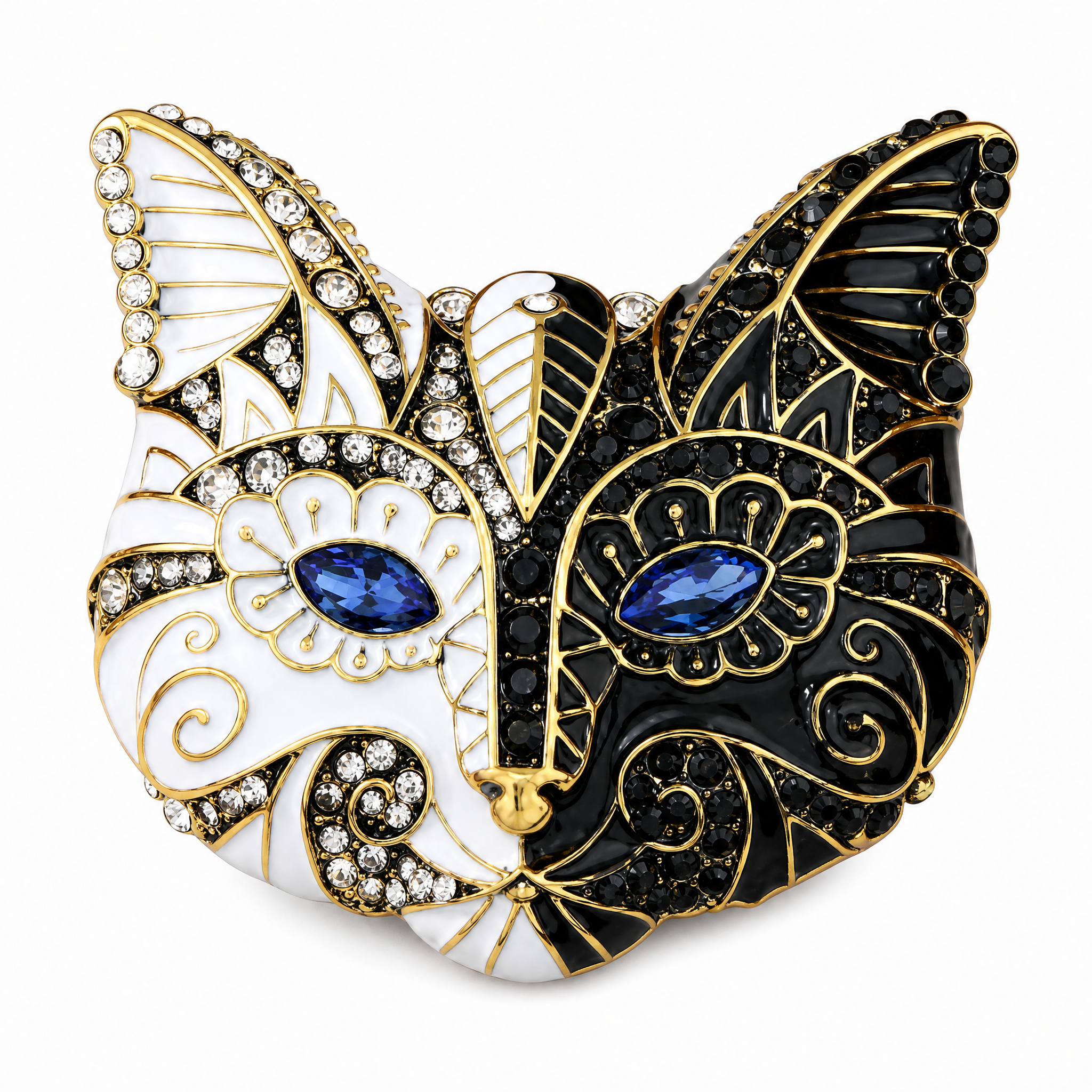 DÉCLIC Masquerade Large Cat Pin – Black/White