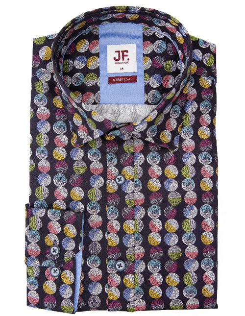 JF 'Circular' Print Shirt - Navy