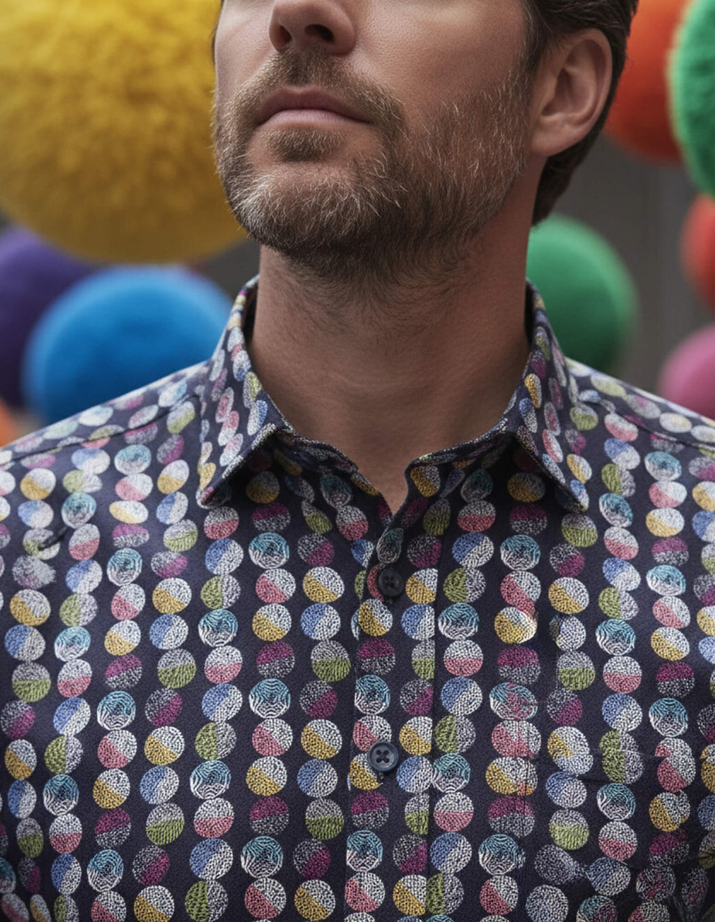 JF 'Circular' Print Shirt - Navy