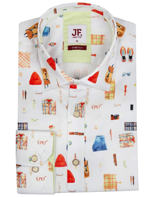 JF 'Threads' Print Shirt - White