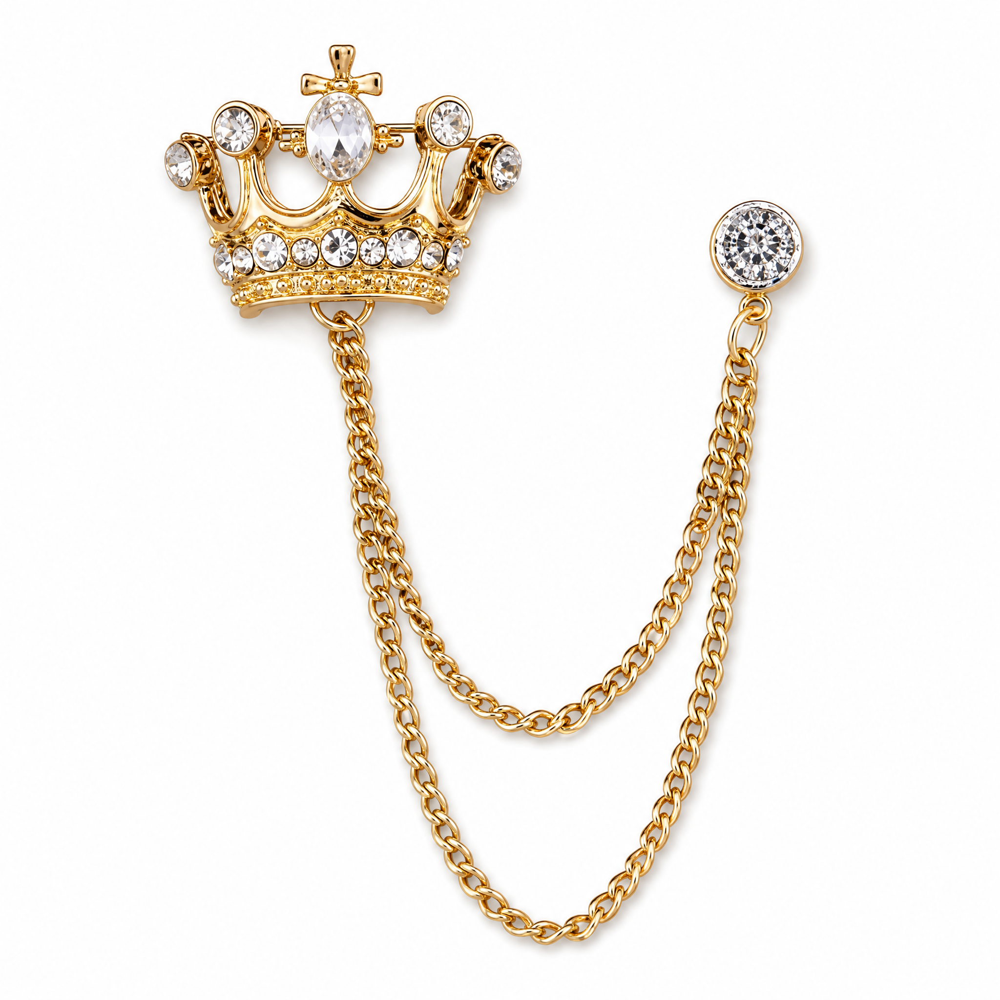 DÉCLIC Crown Chain Lapel Pin – Gold