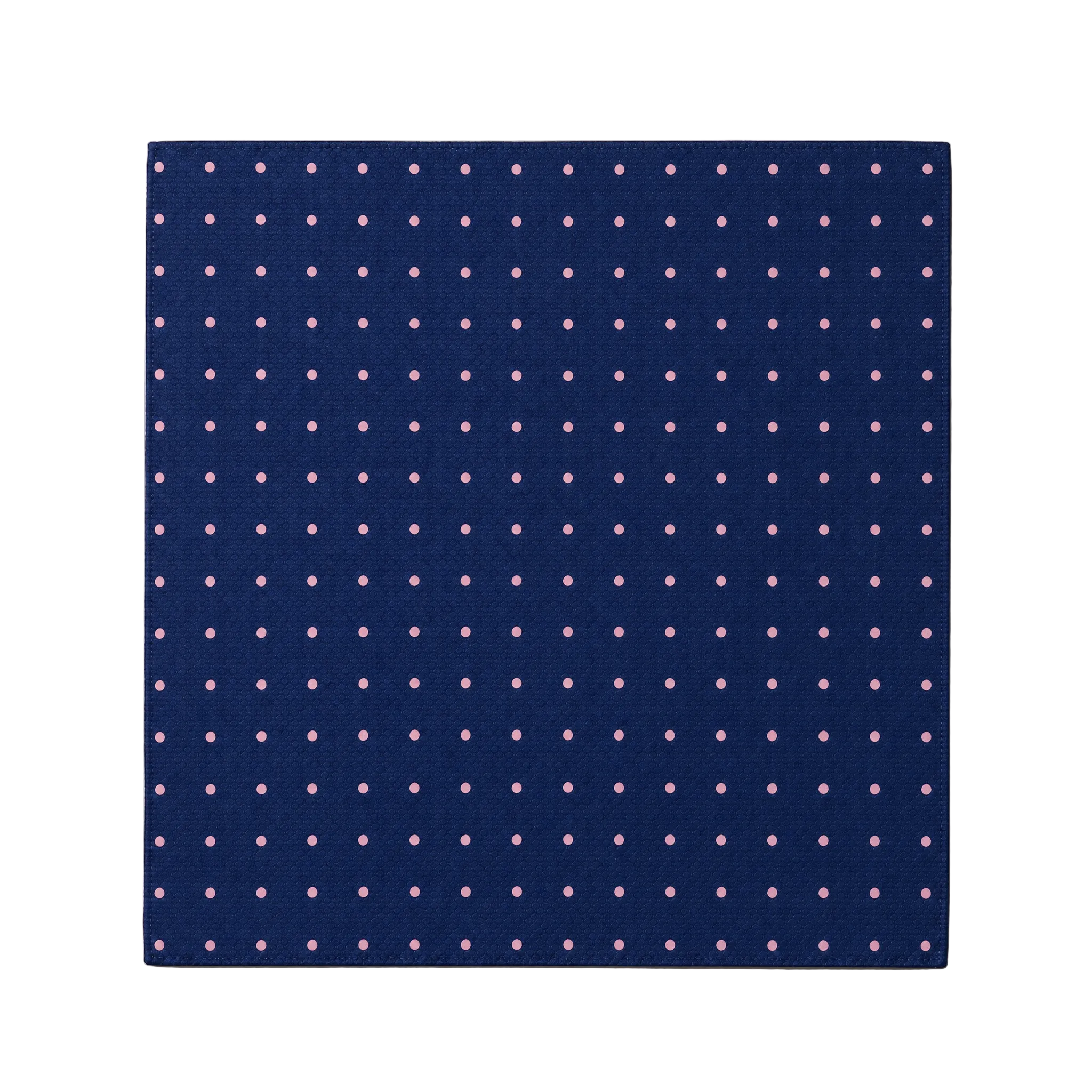 DÉCLIC Classic Spot Pocket Square - Navy/Pink