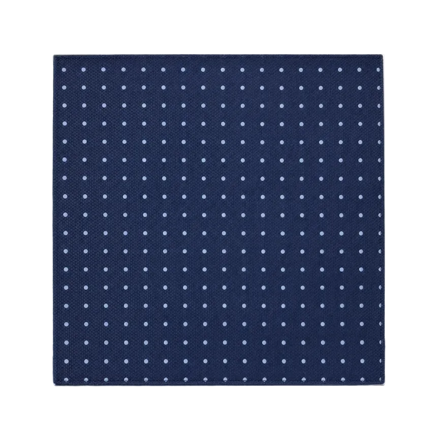 DÉCLIC Classic Spot Pocket Square - Navy/Light Blue
