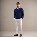 DÈCLIC Ellery Merino Wool Long Sleeve Polo - Navy