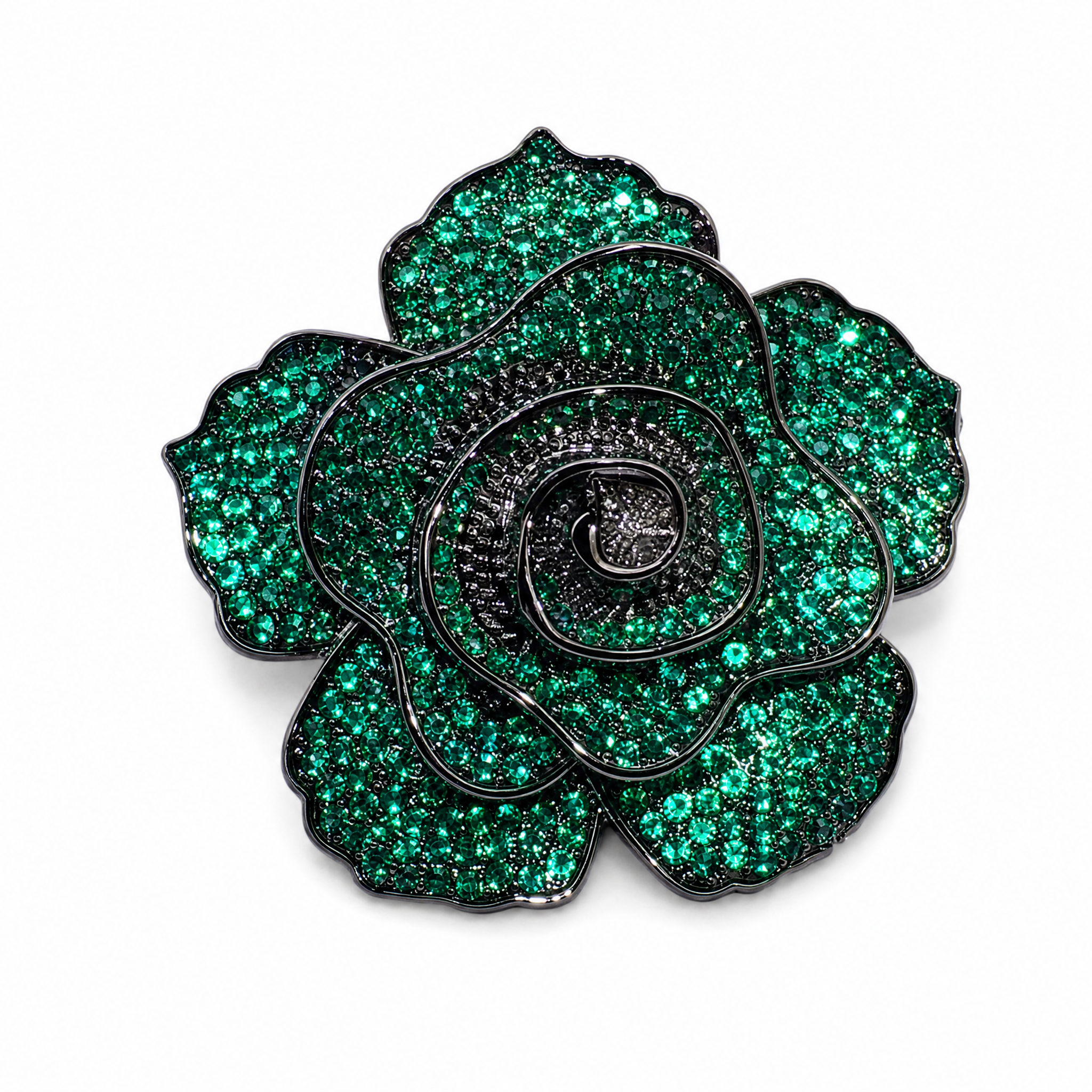 DÉCLIC 'Emerald Noir' Floral Lapel Pin