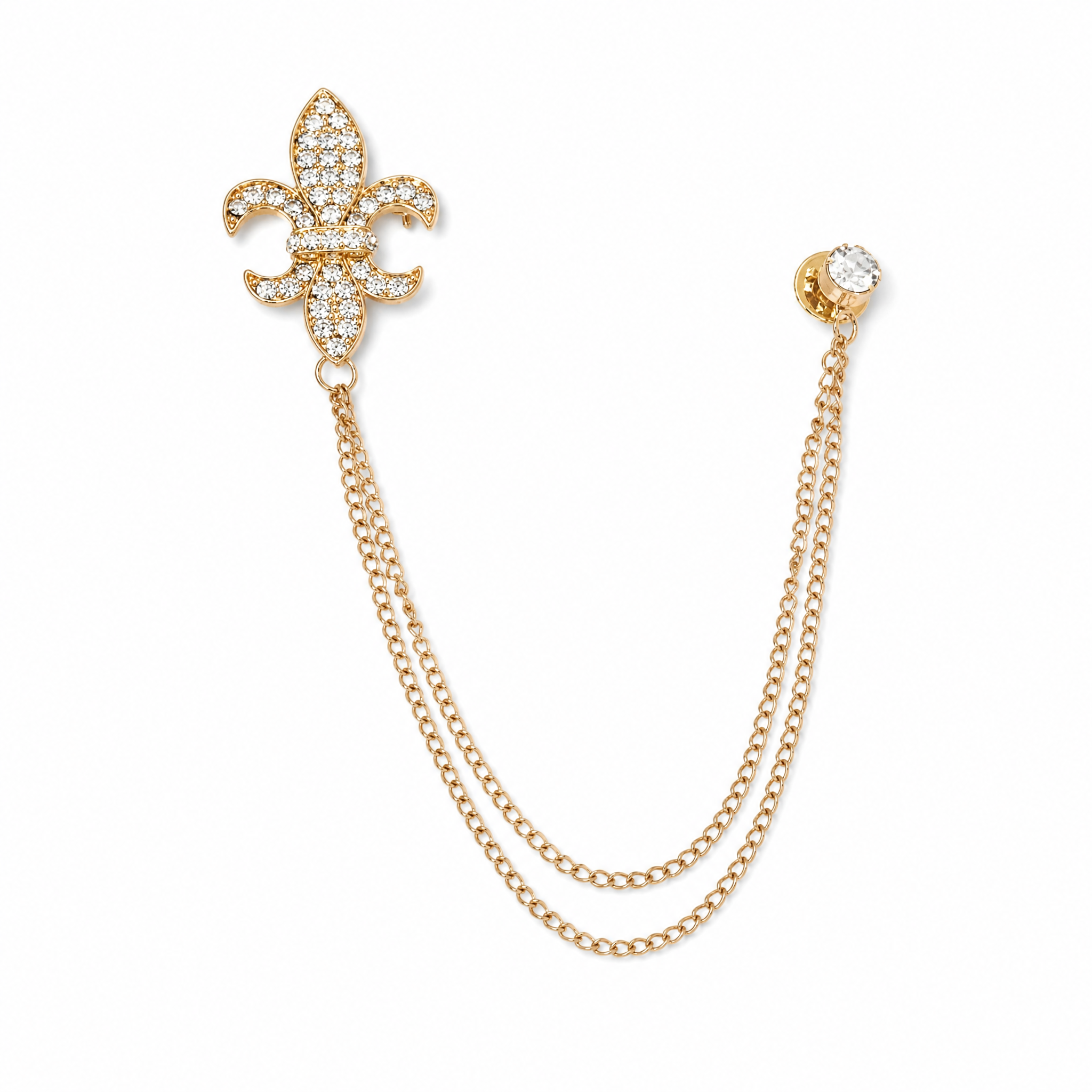 DÉCLIC Fleur De Lis Chain Lapel Pin – Gold
