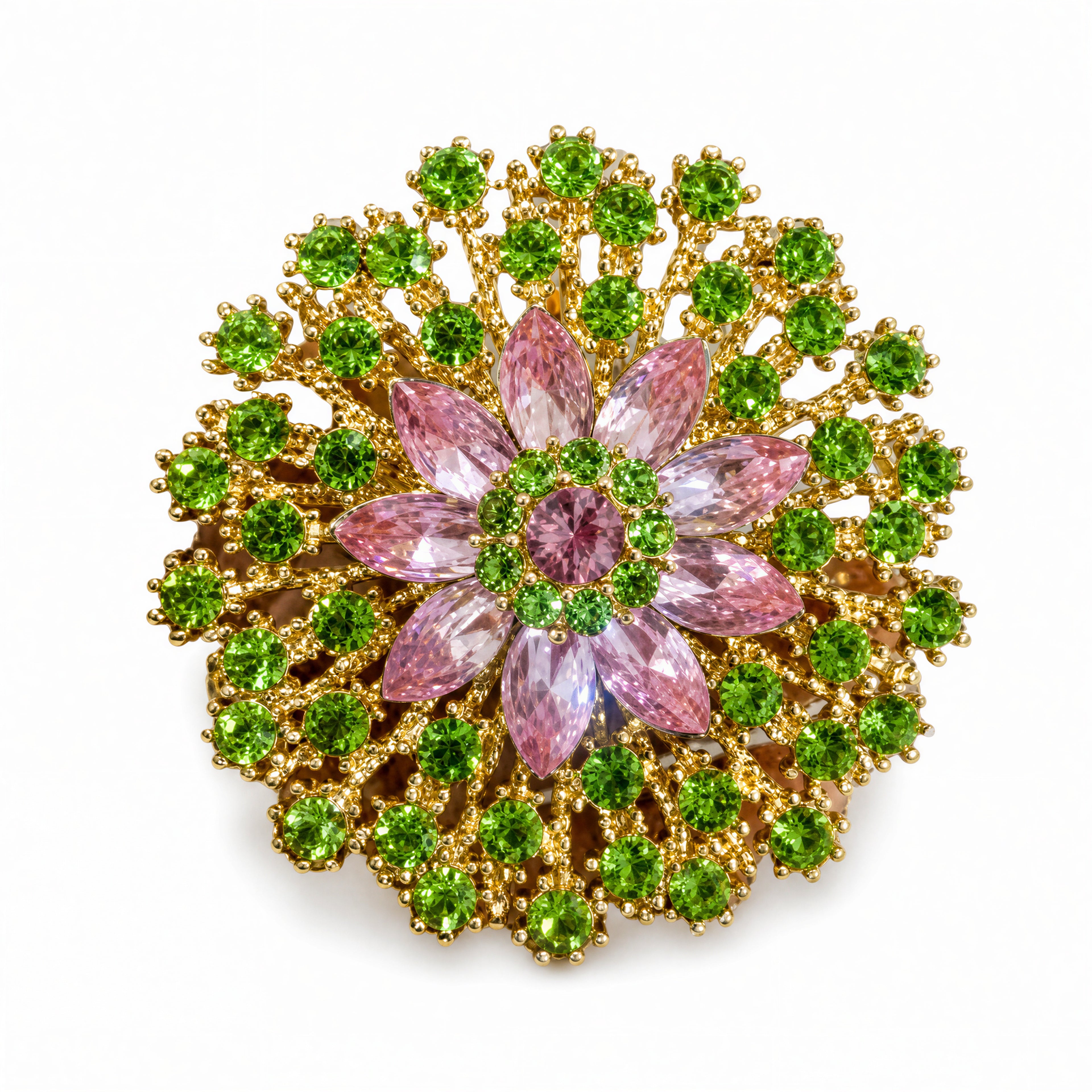 DÉCLIC Large Jardin Flower Lapel Pin – Pink/Green
