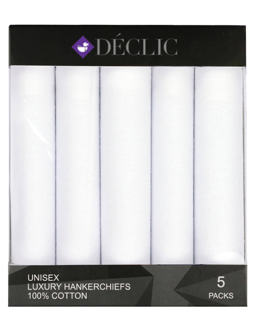 DÉCLIC Cotton Handkerchieves (5 Pack) - White