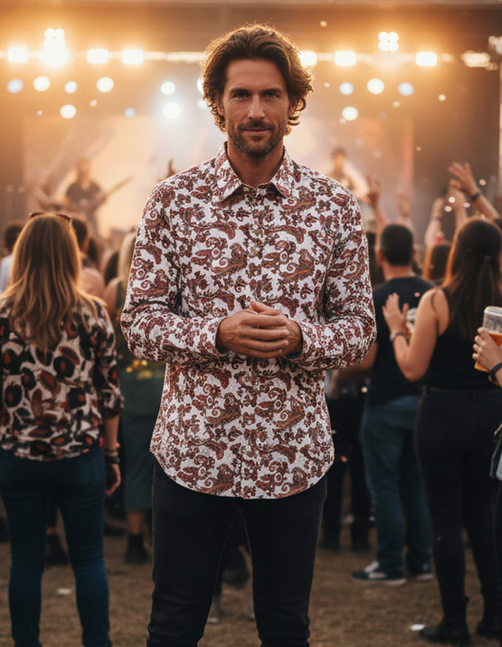 JF 'Haze' Paisley Linen/Cotton Print Shirt