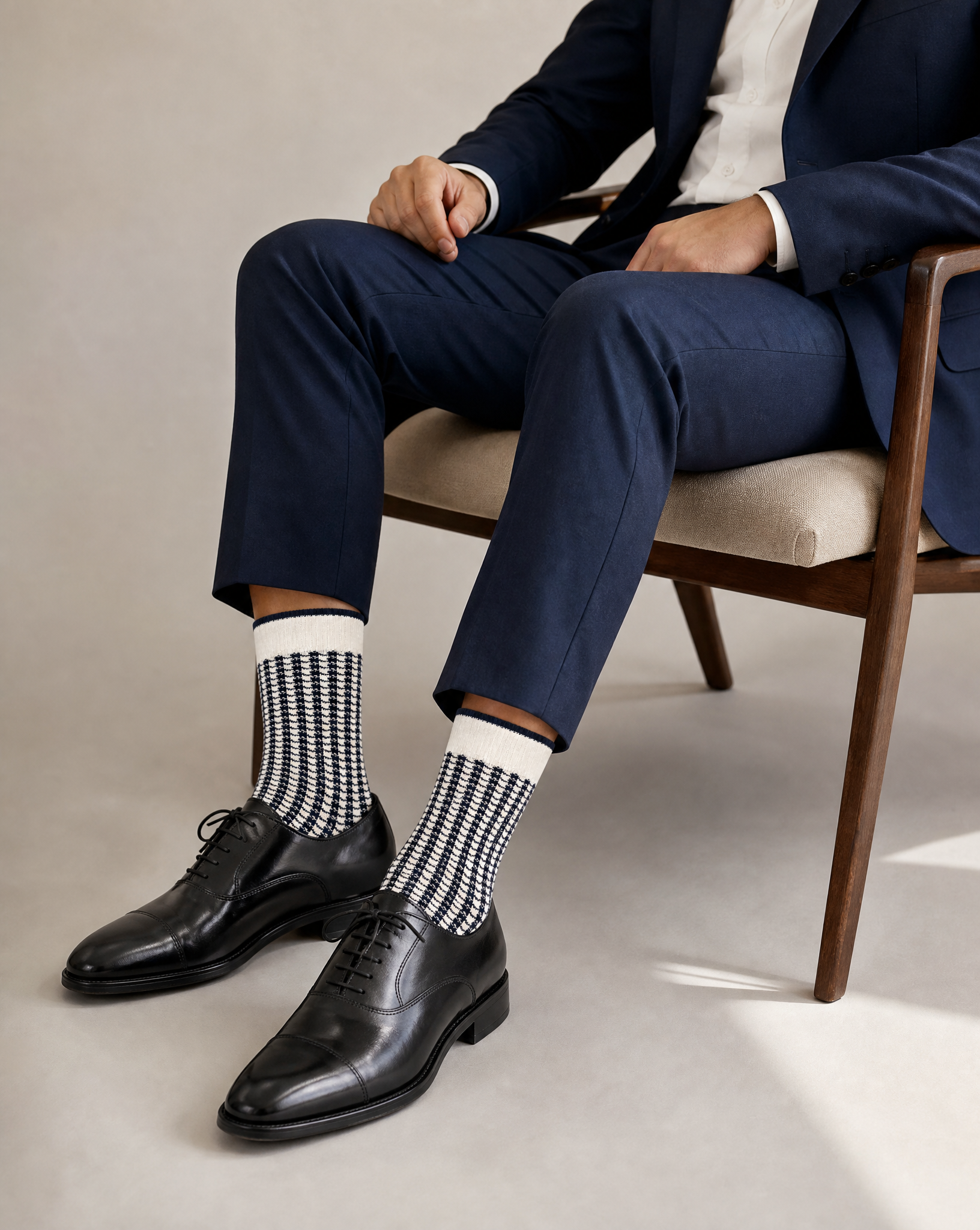 DÉCLIC Houndstooth Socks- Navy
