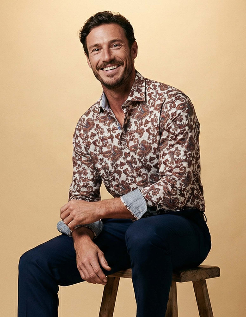 JF 'Haze' Paisley Linen/Cotton Print Shirt