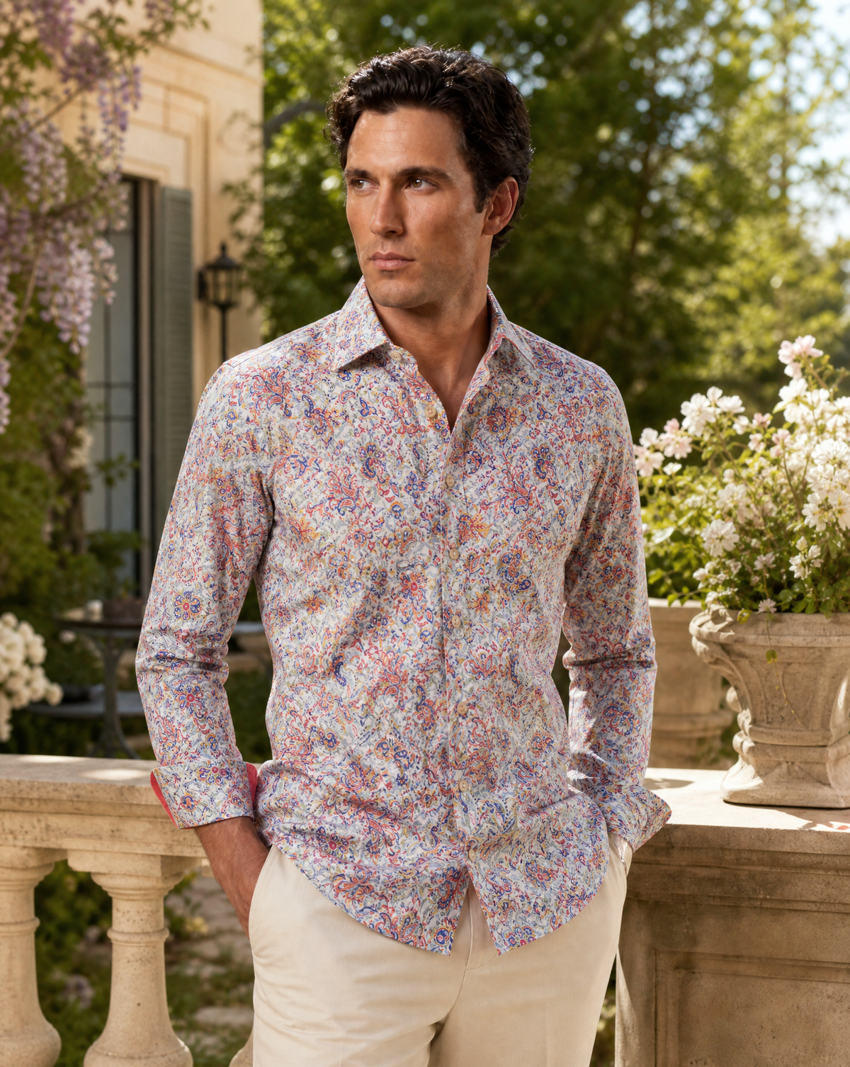 DÉCLIC JF Paisley Bazaar Stretch Shirt - Coral