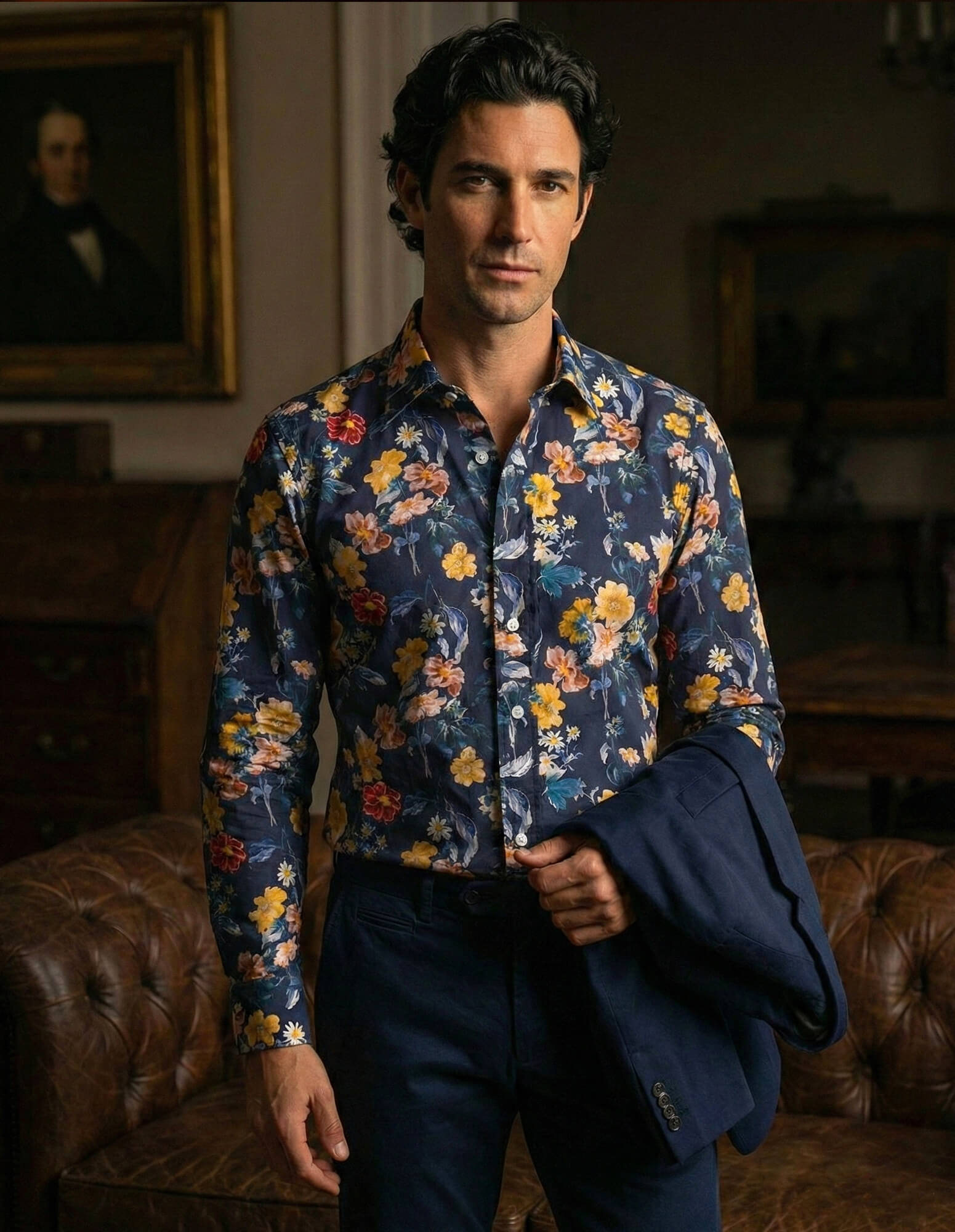 DÉCLIC Liberty Barbara Covington Print Shirt - Navy