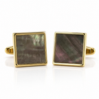 DÉCLIC MOP Smoky Mother Of Pearl Square Cufflink - Gold