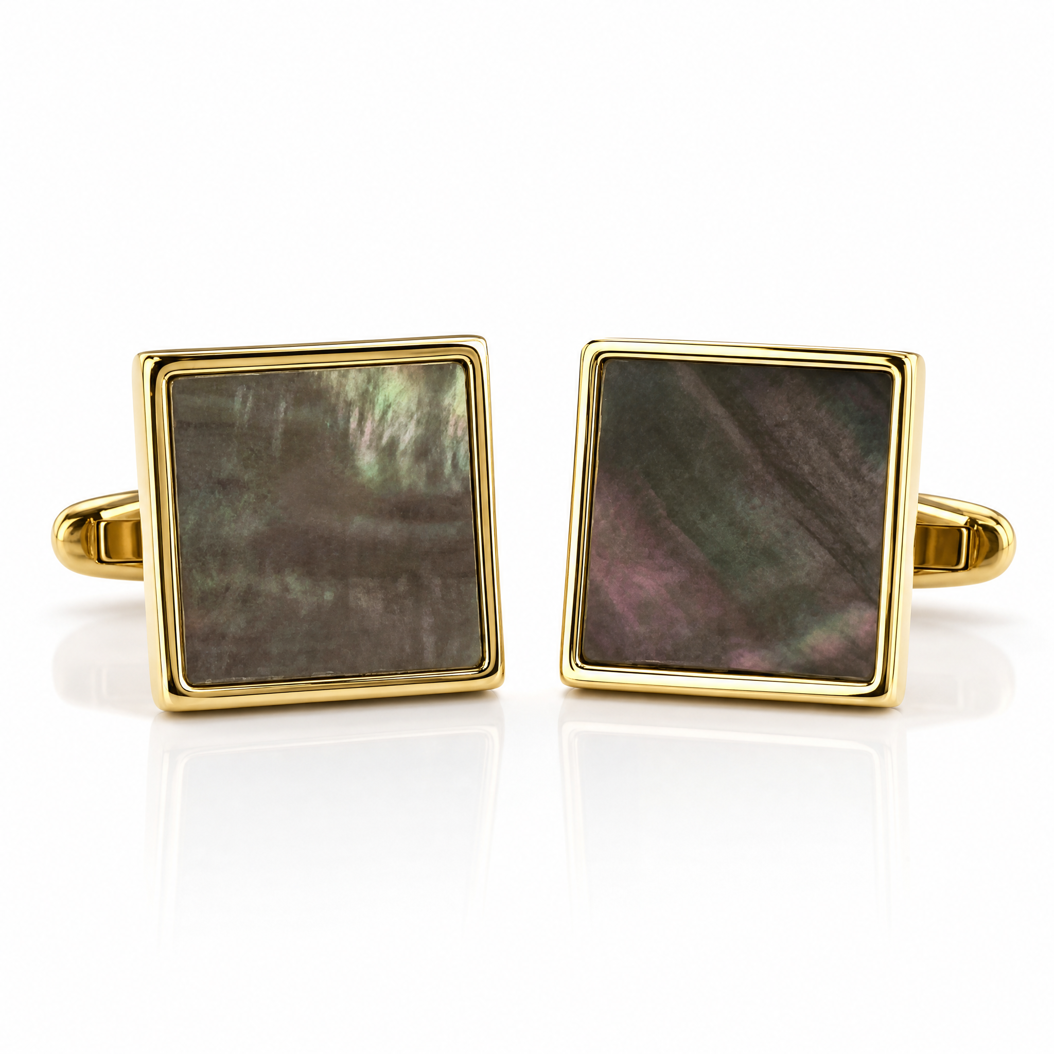 DÉCLIC MOP Smoky Mother Of Pearl Square Cufflink - Gold