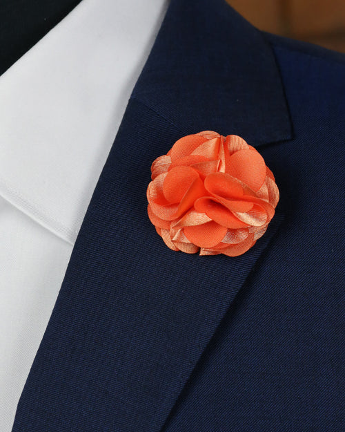DÉCLIC Ornate Flower Lapel Pin - Orange