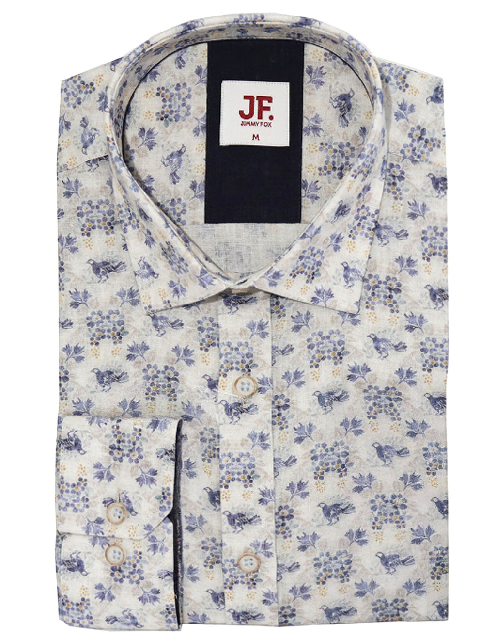 JF 'Pheasant' Linen/Cotton Print Shirt