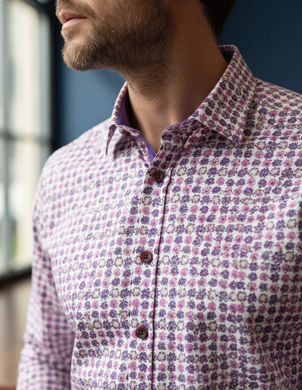 JF 'Pink Floral' Print Shirt - Pink