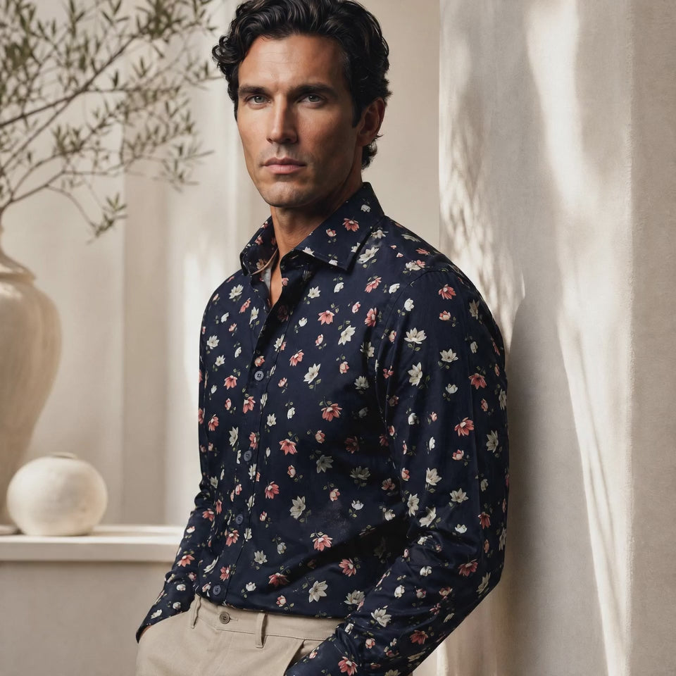 JF 'Wildflower Bloom' Print Shirt - Navy