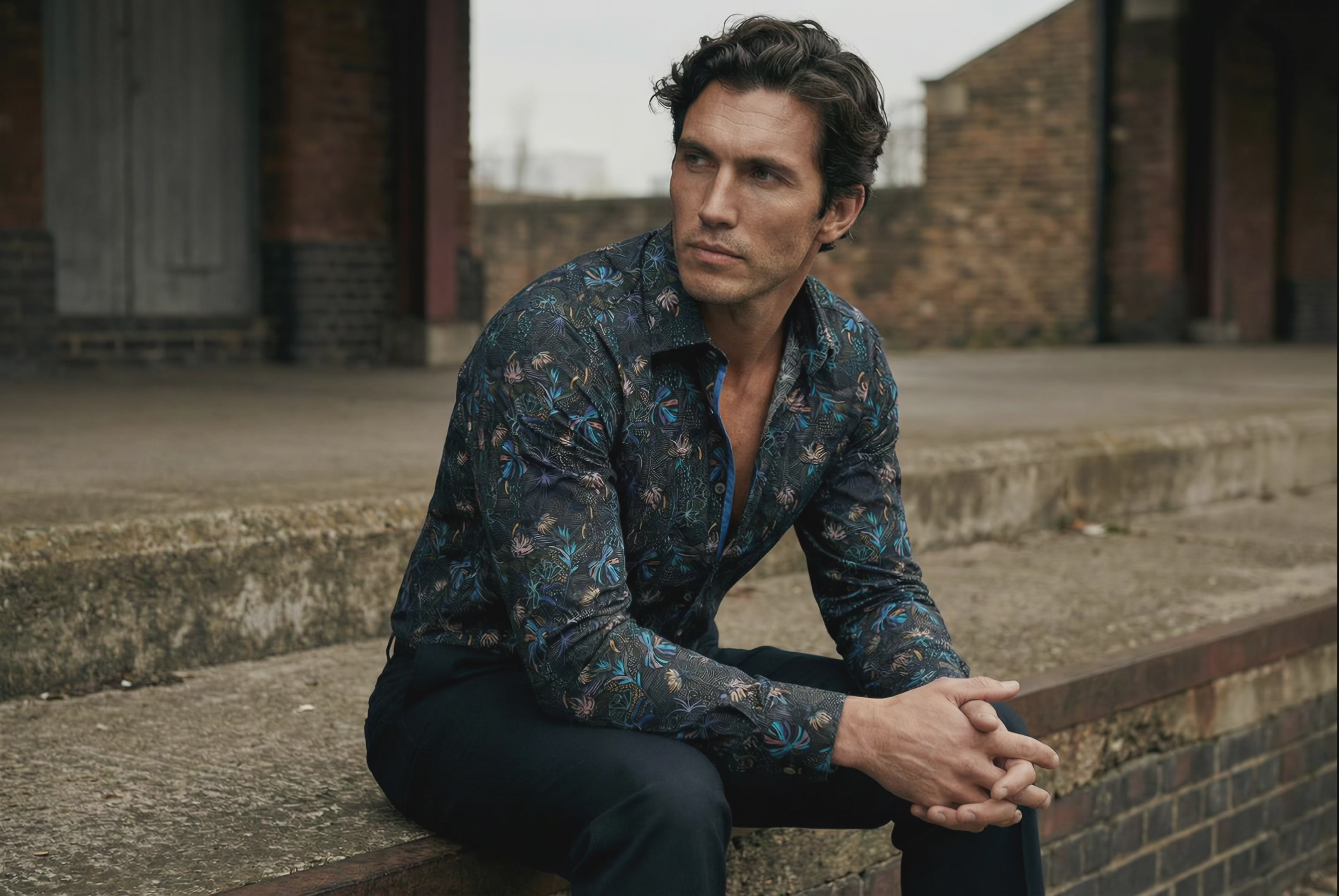 JF 'Midnight' Print Shirt - Navy