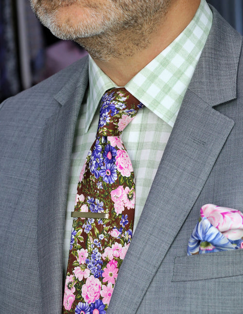 DÉCLIC Rayleigh Floral Tie - Brown