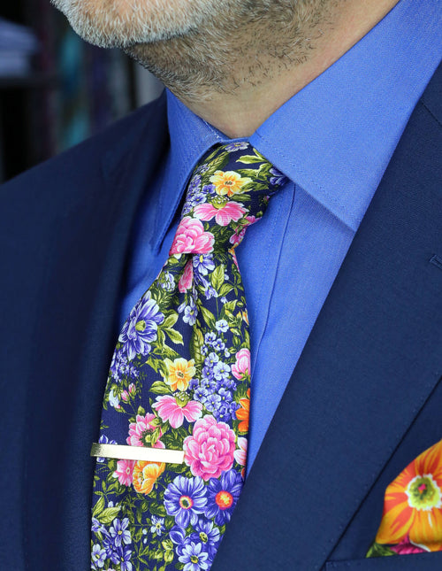DÉCLIC Rayleigh Floral Tie - Navy