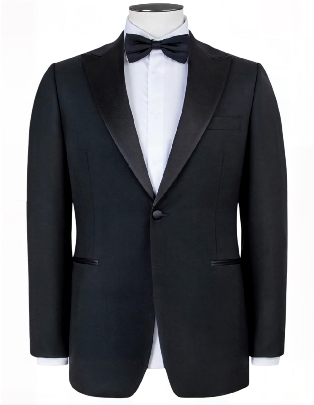 RB Formal Satin Peak Wool Tuxedo Jacket - Black