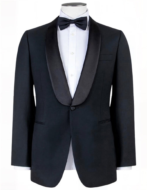 RB Formal Satin Shawl Wool Tuxedo Jacket - Black