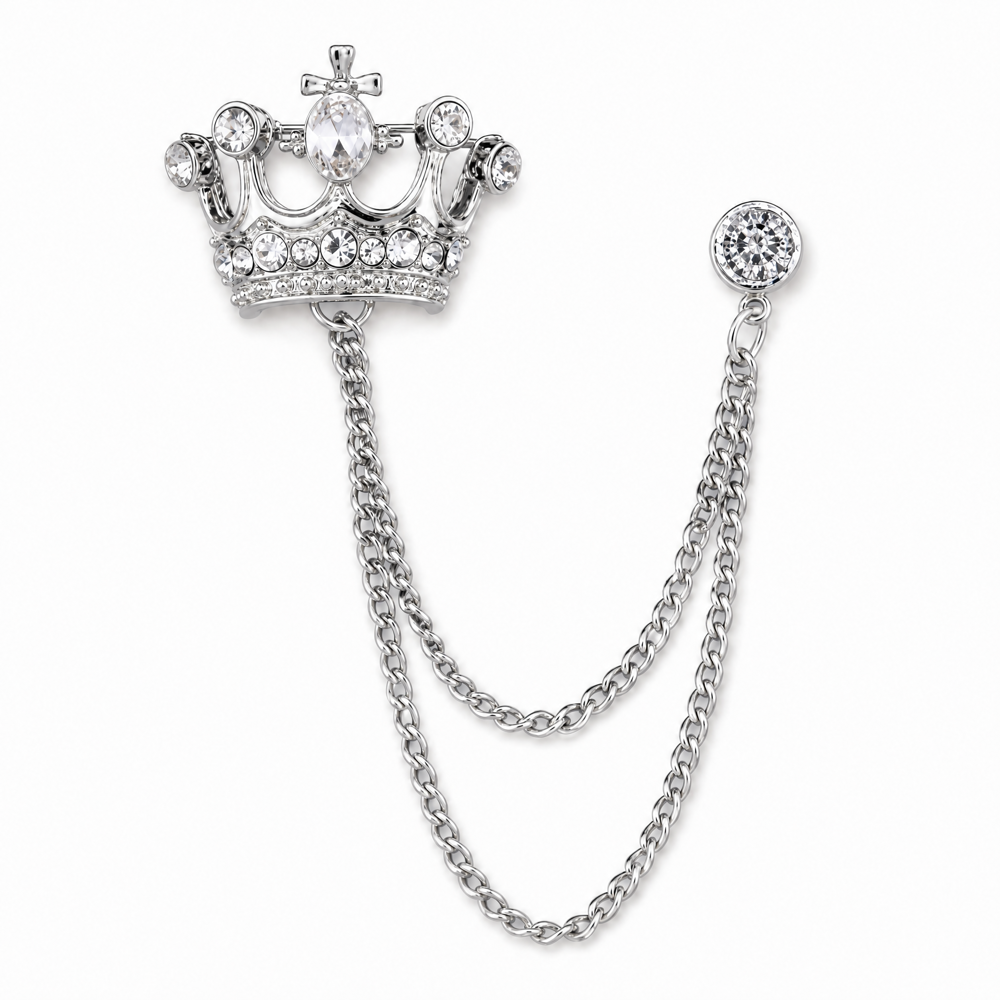 DÉCLIC Crown Chain Lapel Pin – Silver