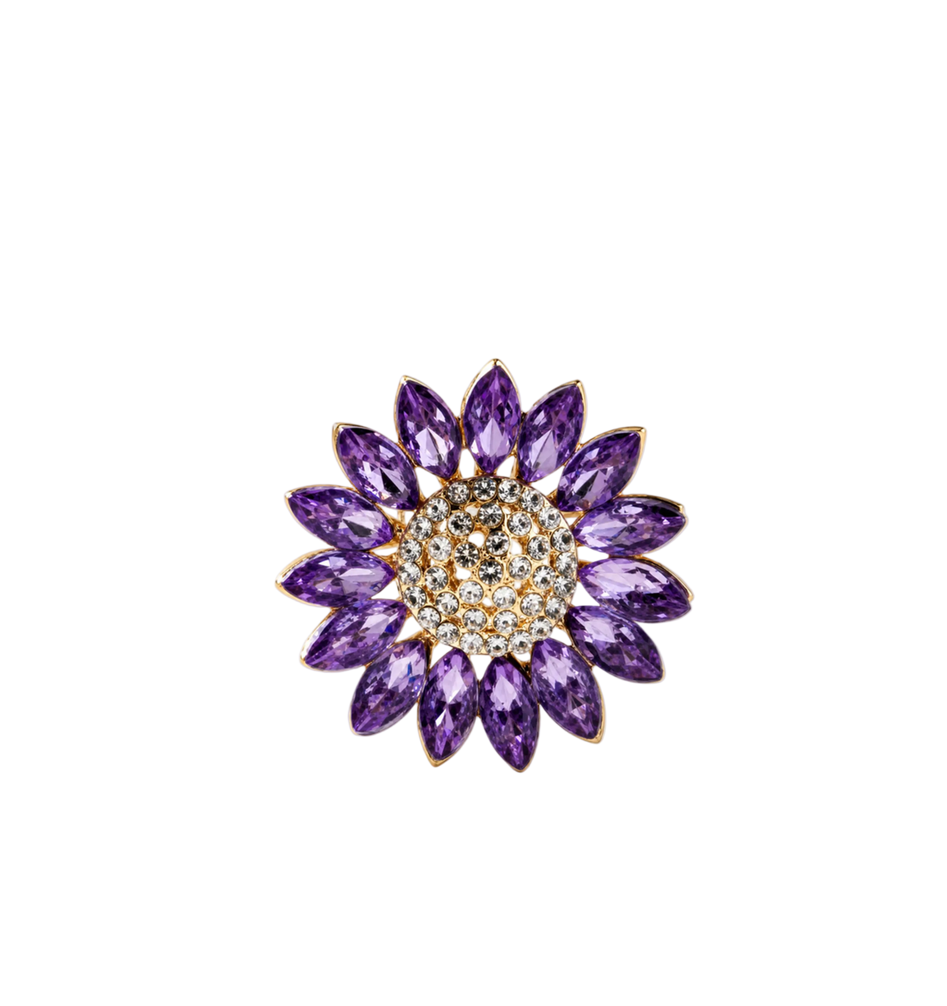 DÉCLIC Amara small Flower Lapel Pin – Purple/Gold